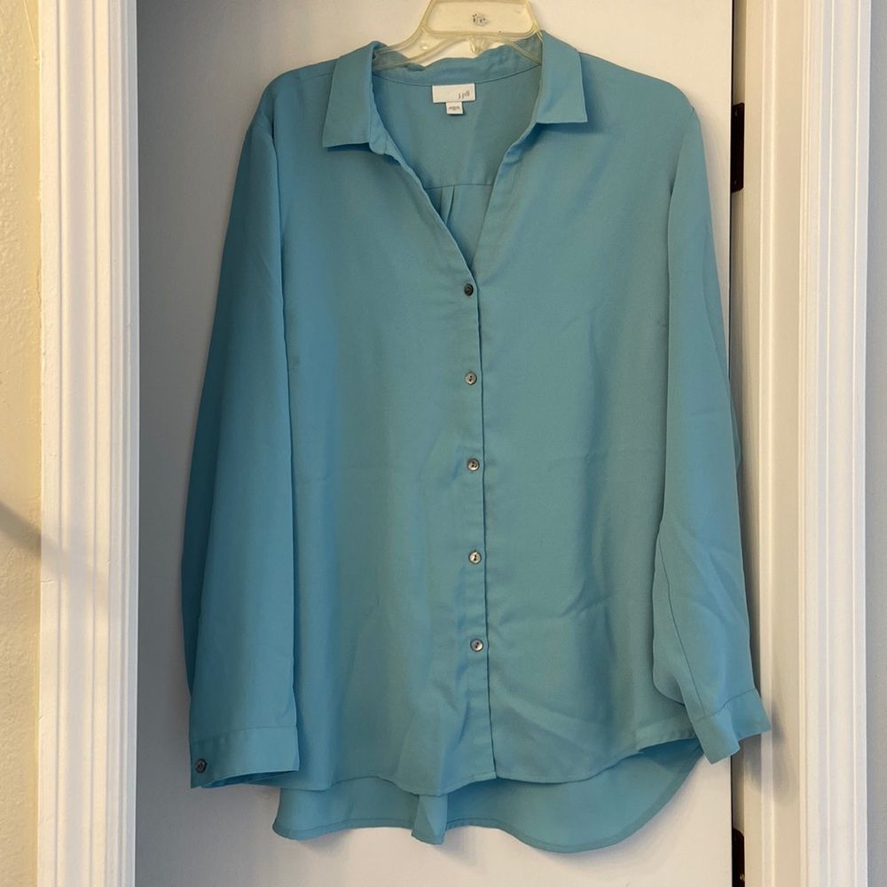 J Jill mint green sheer blouse in XL